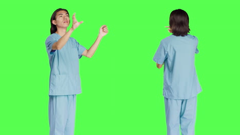 Asian-medical-assistant-sees-hologram